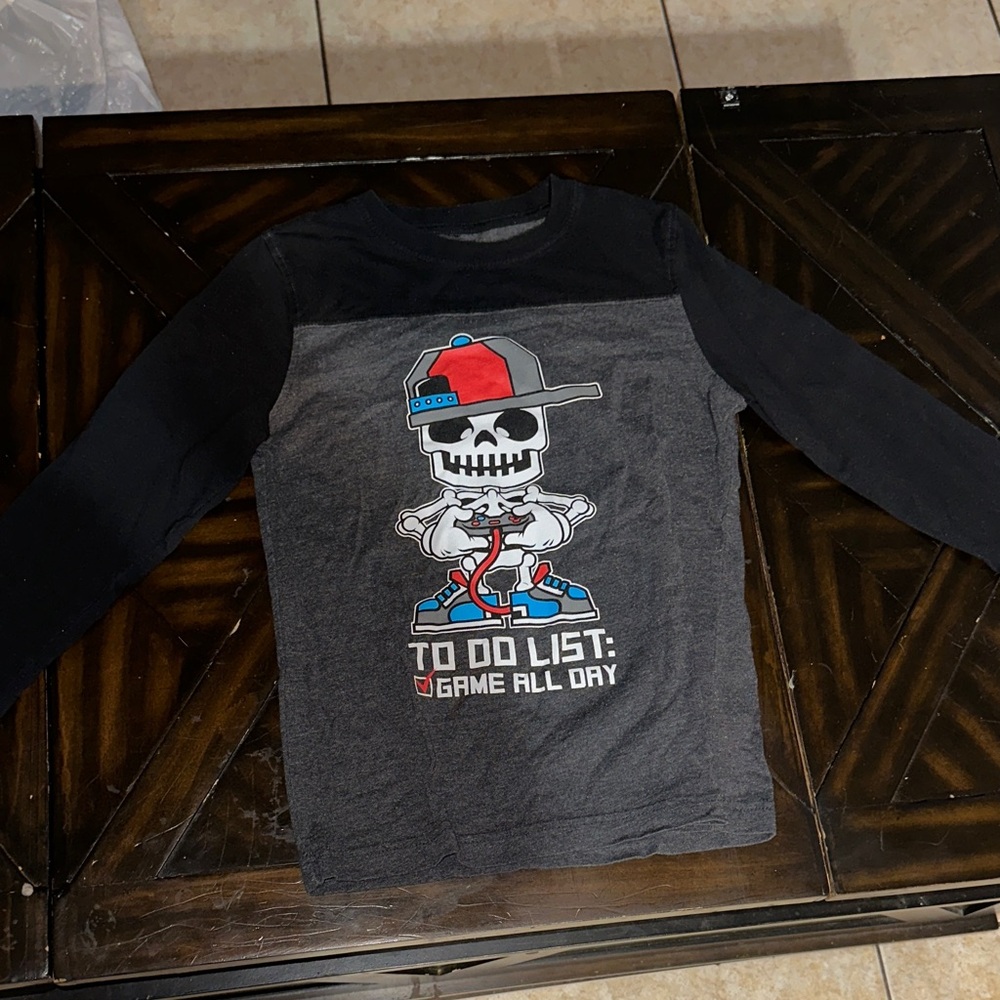 Kids Black and Gray Graphic Long Sleeve Shirt